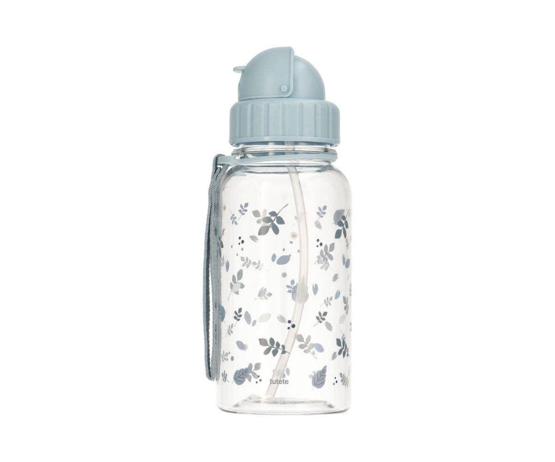 Trinkflasche mit Trinkschnabel aus Tritan-Kunststoff – 500 ml – Leaves Blue – Trinkflasche aus Kunststoff – MamaMilla