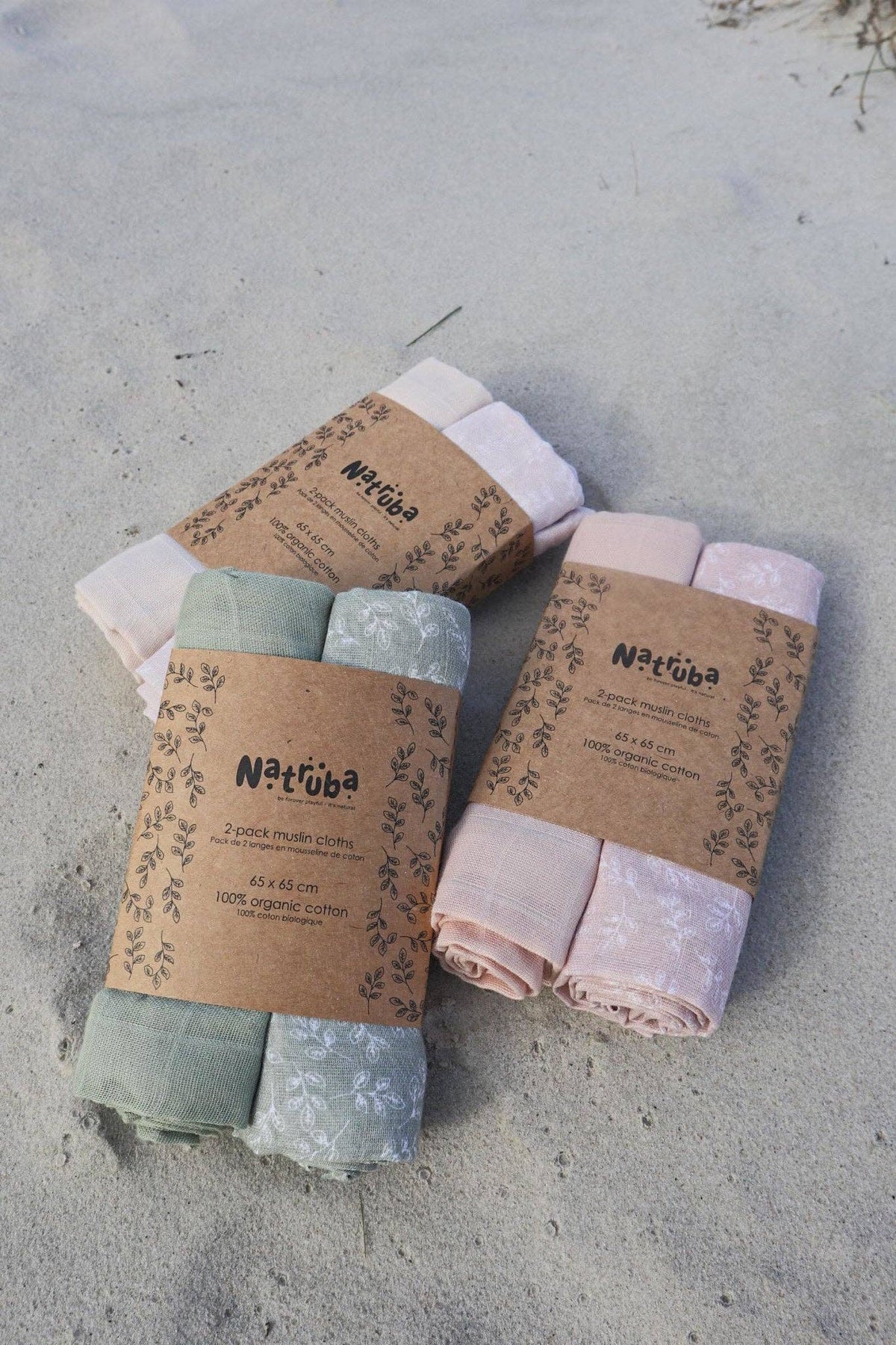 Natruba Stoffwindeln aus Bio-Musselin – 2 Stück – Creme – Stoffwindeln – MamaMilla