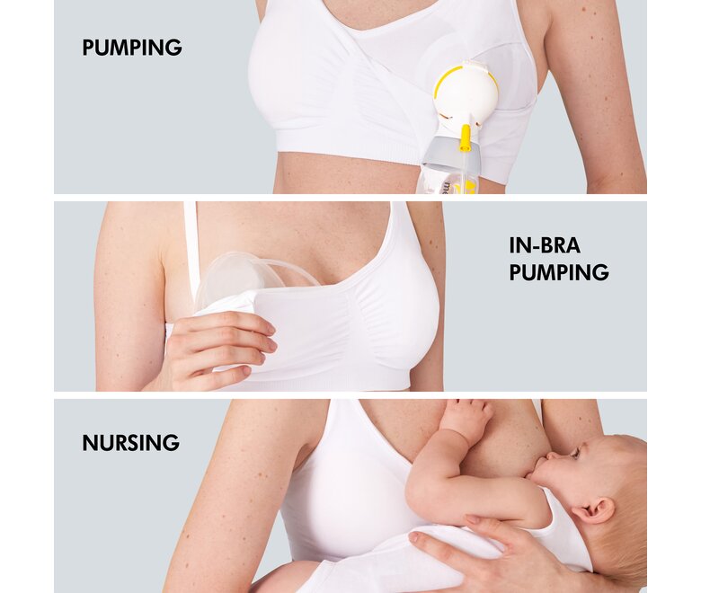 Medela Bequemer 3-in-1-Still- und Pump-BH, weiß, Größe L - MamaMilla