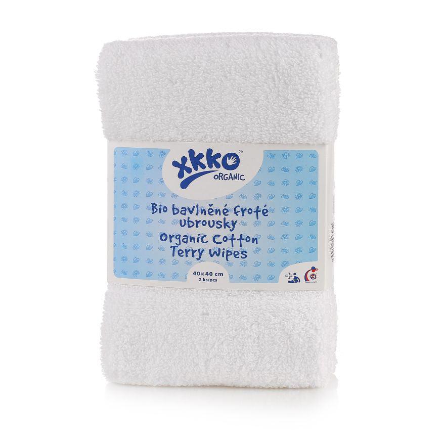 XKKO Waschlappen/Handtuch aus Bio-Baumwollfrottee – 40 x 40 cm – 2 Stück – Weiß – Waschlappen – MamaMilla