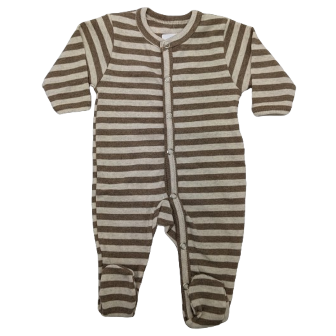 Joha Baumwoll-Nachthemd mit Füßen – Streifen – Beige/Creme – Nachtwäsche – MamaMilla