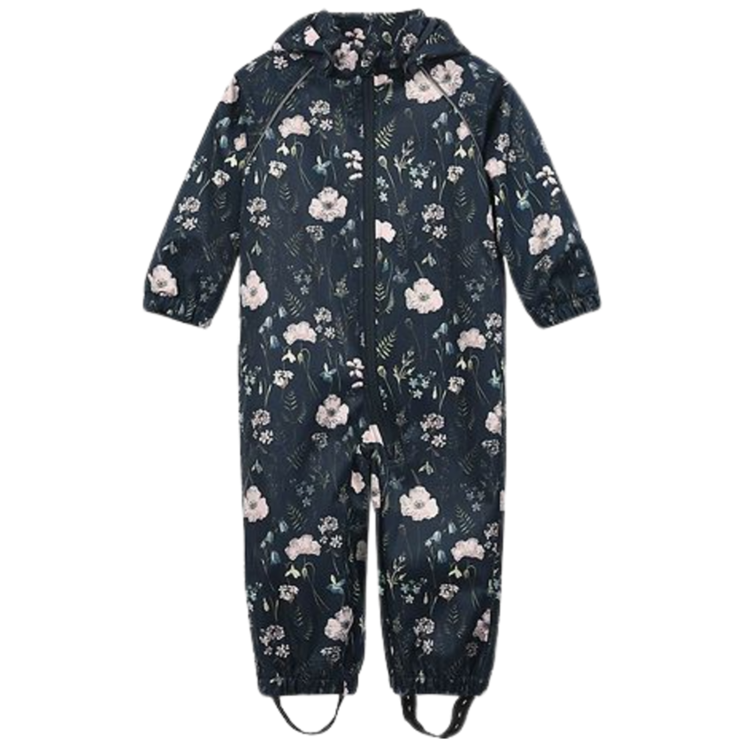 Minymo Softshell-Anzug - Flowers - Blue Nights - Softshell - Kind - MamaMilla