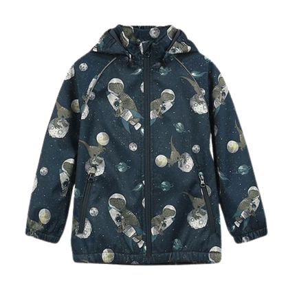 Minymo Softshell-Jacke – Dinos im Zimmer – Blue Nights – Softshell – Kind – MamaMilla