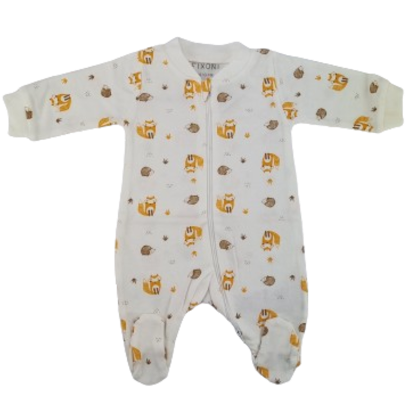 Fixoni Overall/Nachtanzug mit Füßen – New Nadja – Waldtier – Weiß – Overall – MamaMilla