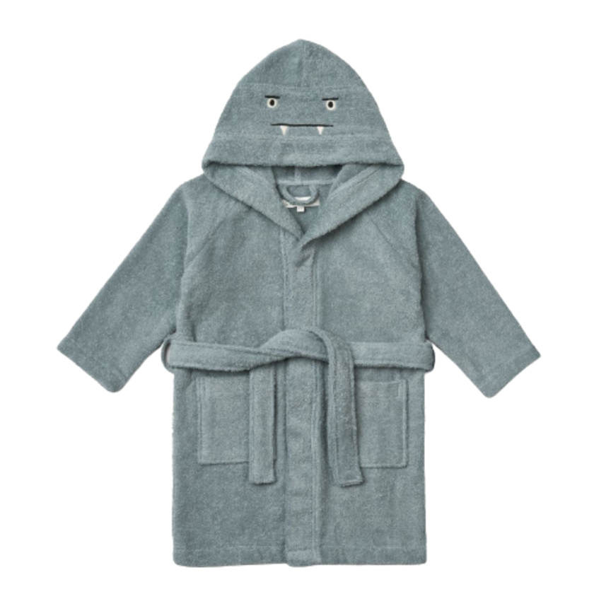 Liewood Bio-Bademantel – Lily – Monster – Blue Fog Mix – Badeanzug – MamaMilla