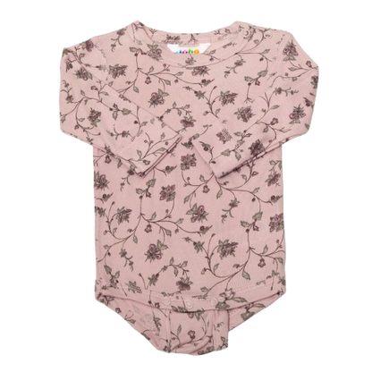 Joha-Body mit langen Ärmeln aus Bambus – Altrosa mit Blumen – Body – MamaMilla
