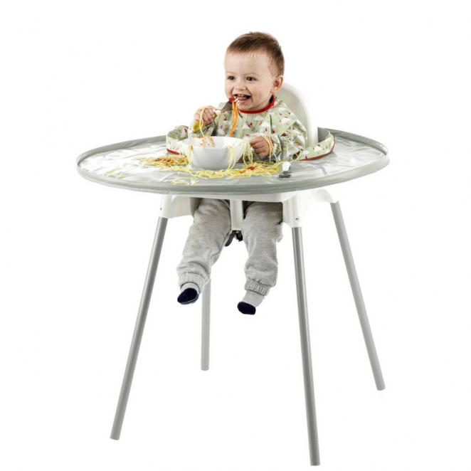 Tidy Tot Lätzchen und Tablett – SET – Graue Äpfel – Lätzchen mit Ärmeln – MamaMilla