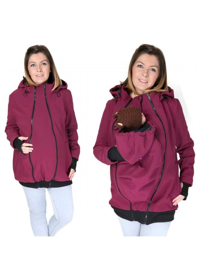 Fun2bemum 3in1 Softshell-Trage- und Schwangerschaftsjacke – Pflaumenfarben – Tragejacke – MamaMilla