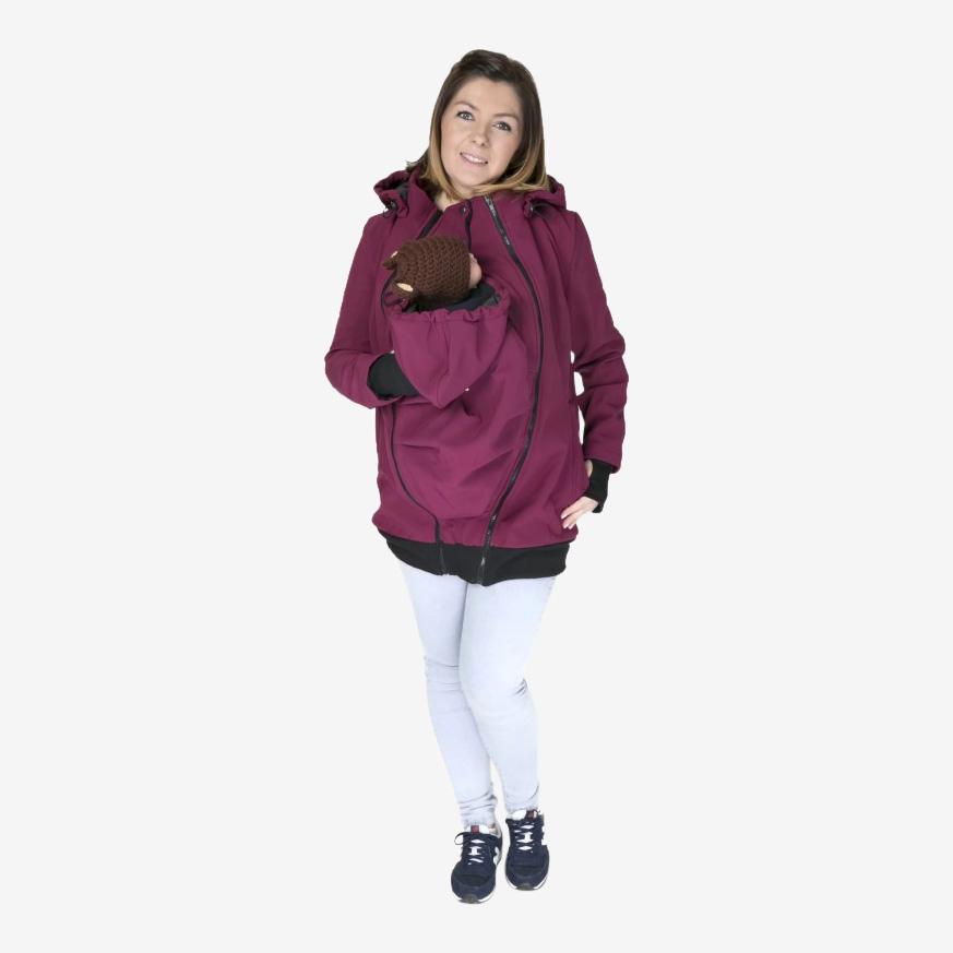 Fun2bemum 3in1 Softshell-Trage- und Schwangerschaftsjacke – Pflaumenfarben – Tragejacke – MamaMilla