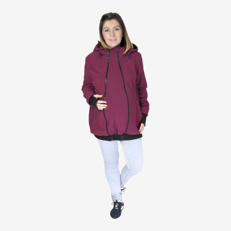 Fun2bemum 3in1 Softshell-Trage- und Schwangerschaftsjacke – Pflaumenfarben – Tragejacke – MamaMilla