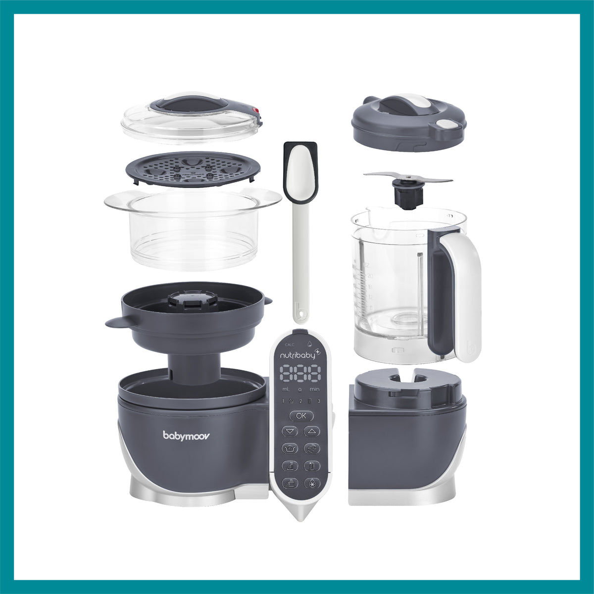 Babymoov Lebensmittelmaschine – Nutribaby Plus – Grau – Lebensmittelmaschine – MamaMilla