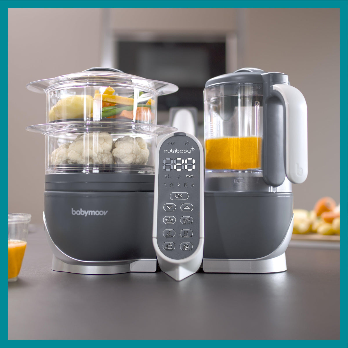 Babymoov Lebensmittelmaschine – Nutribaby Plus – Grau – Lebensmittelmaschine – MamaMilla