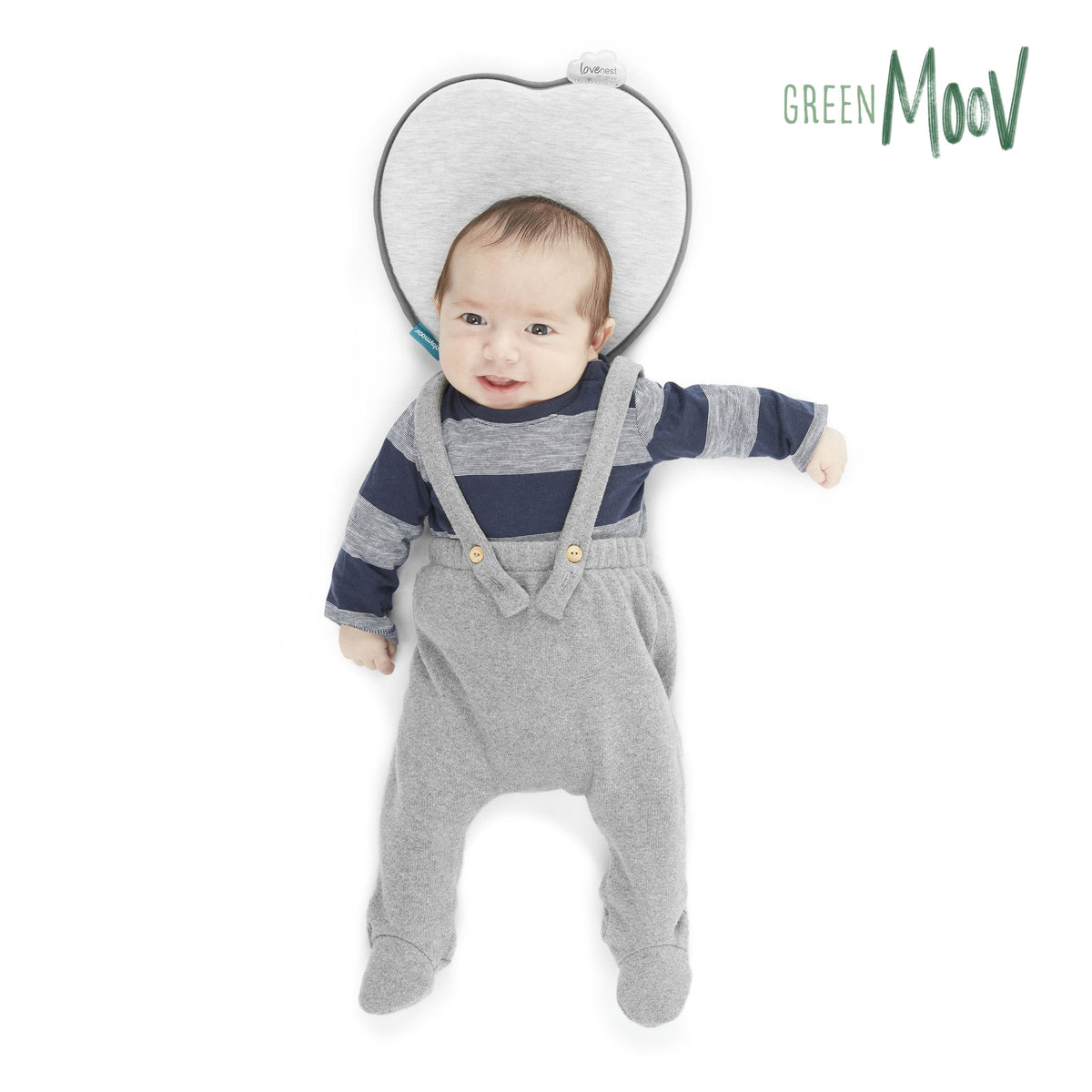 Babymoov Ergonomisches Babykissen (Lovenest) – Grau (0–4 m) – Baby-Kopfkissen – MamaMilla