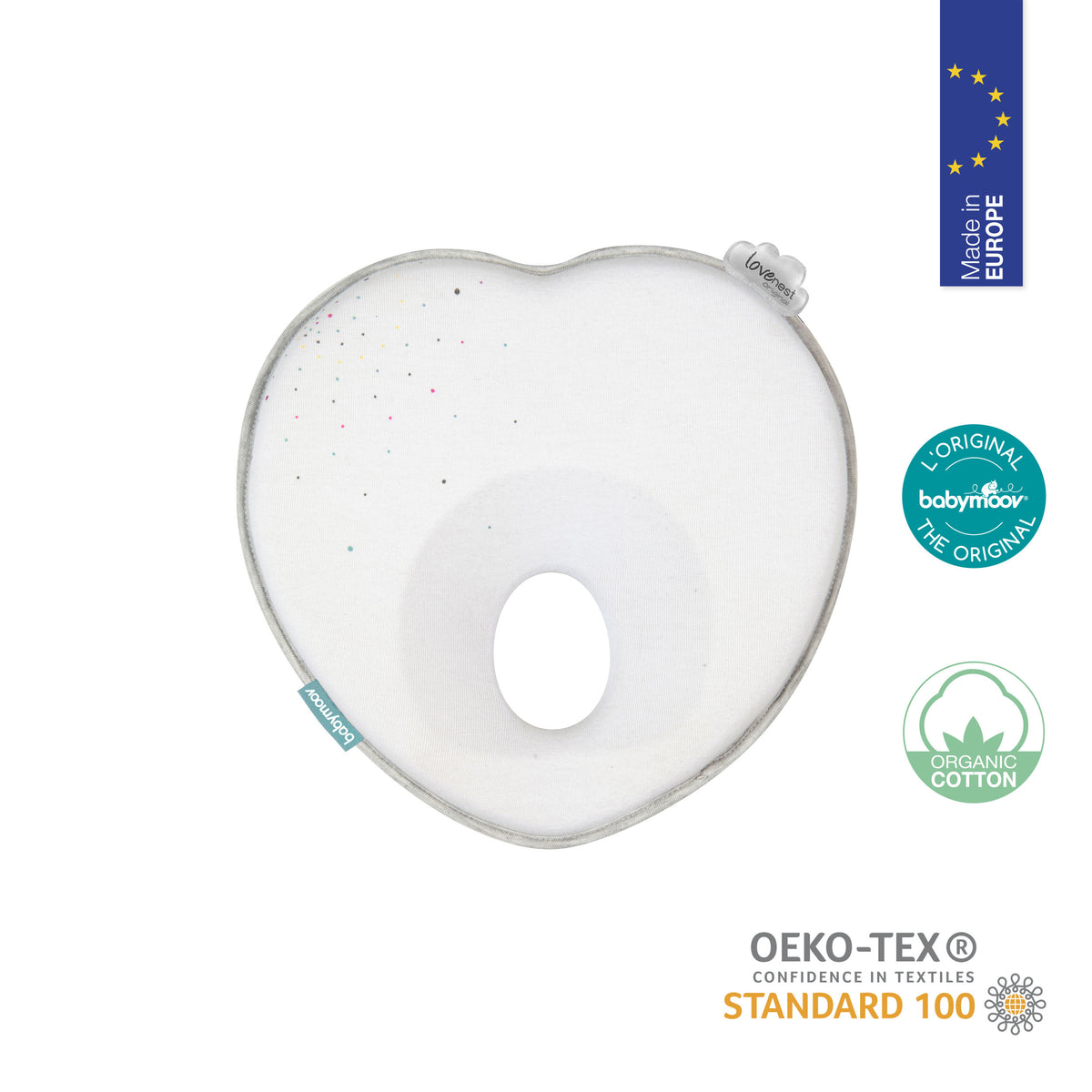 Babymoov Ergonomisches Babykissen (Lovenest) – Weiß (0–4 m) – Baby-Kopfkissen – MamaMilla