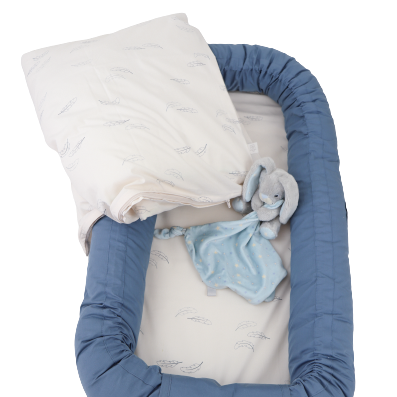 MamaMilla Babybettwäsche aus Bio-Baumwolle – Blaue Federn – Babybettwäsche – MamaMilla