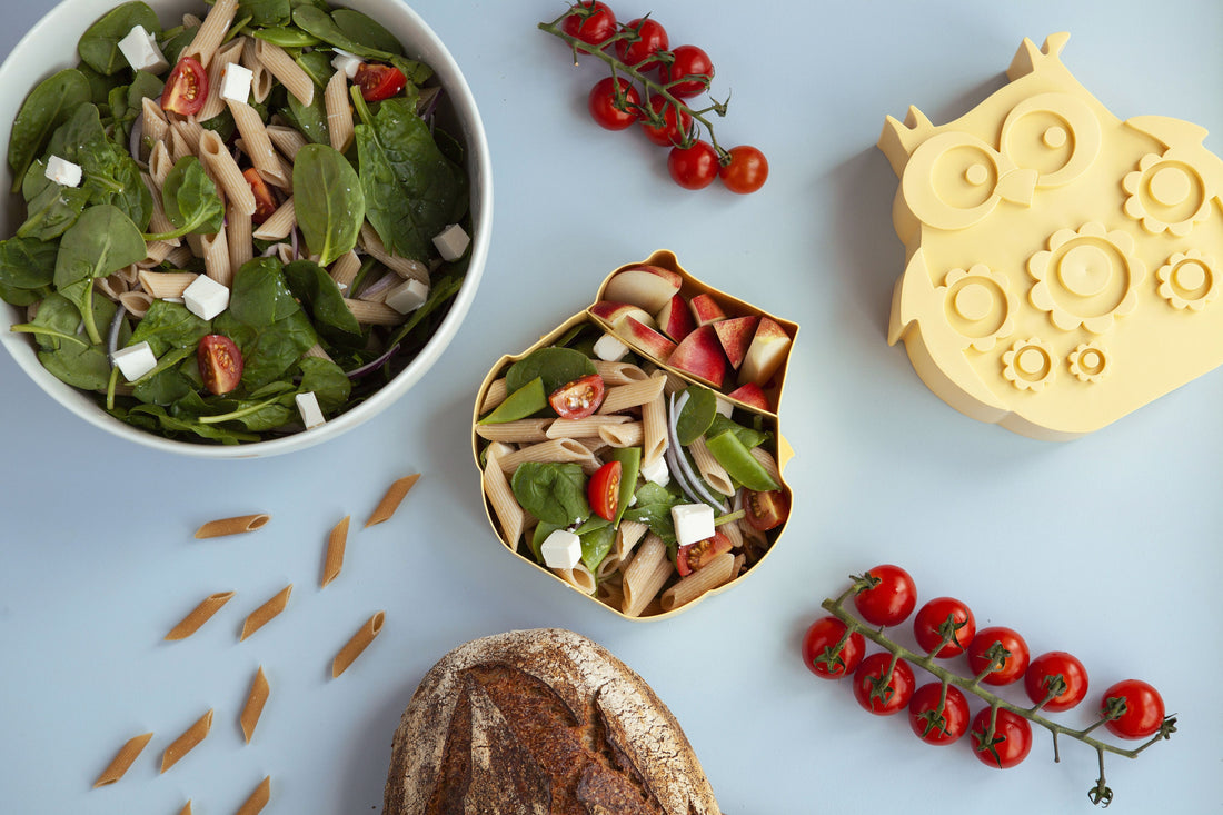 BLAFRE Lunchbox mit 2 Fächern – Eule – Hellgelb – Lunchbox – MamaMilla