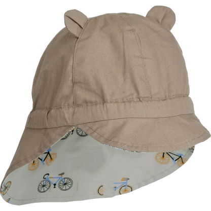 Liewood Wende-Sonnenhut mit Schirm und Ohr – Gorm – Fahrrad/Wolkenblau – Sonnenhut – MamaMilla