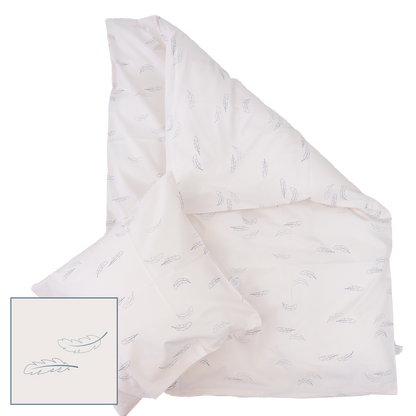 MamaMilla Babybettwäsche aus Bio-Baumwolle – Blaue Federn – Babybettwäsche – MamaMilla