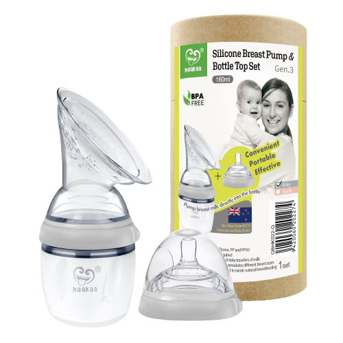 Haakaa Milchpumpe mit Flasche – 160 ml – Milchpumpe – MamaMilla