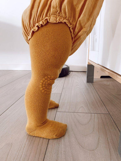 GoBabyGo-Strumpfhose mit rutschfestem Gummi (Strumpfhose) – Grau meliert – Strumpfhosen – MamaMilla
