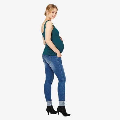 Mamalicious Umstandsjeans mit Perlenbesatz - Denim - Umstandsmode - MamaMilla
