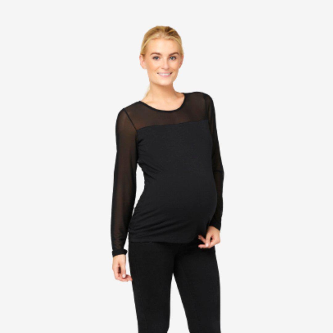 Mamalicious Umstandsoberteil mit Chiffon – Schwarz – Umstandsmode – MamaMilla