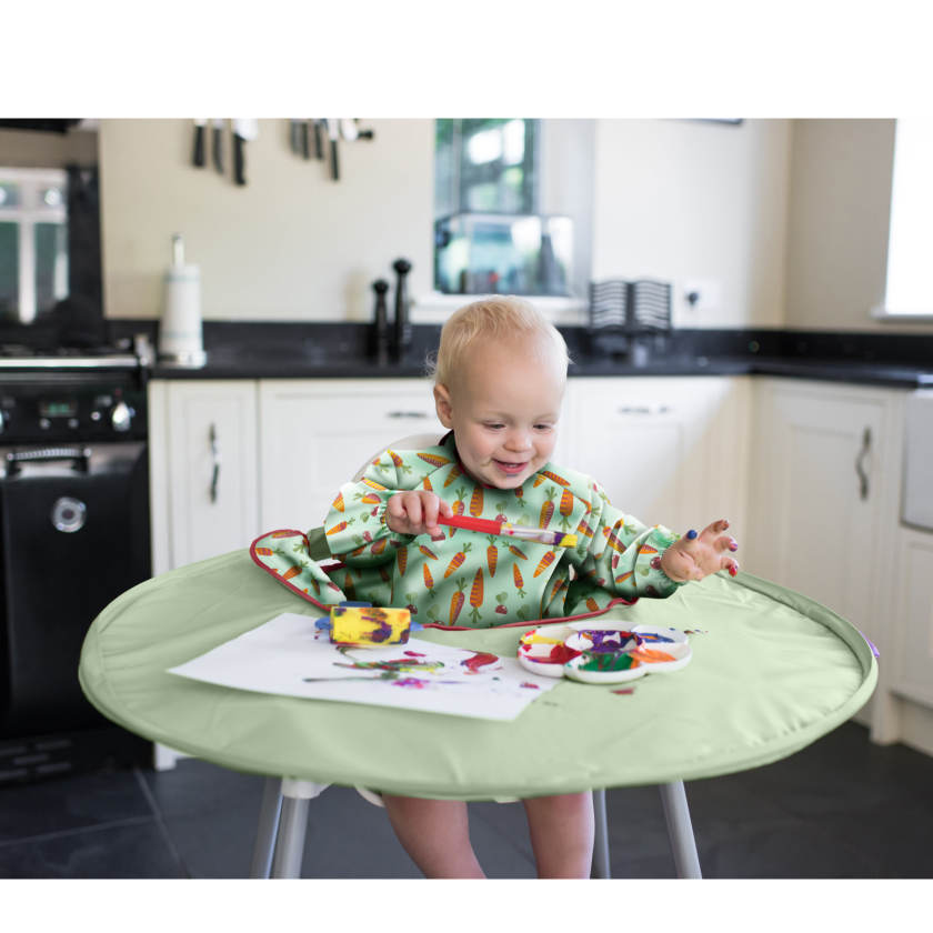 Tidy Tot Lätzchen und Tablett – SET – Salbeigemüse – Lätzchen mit Ärmeln – MamaMilla