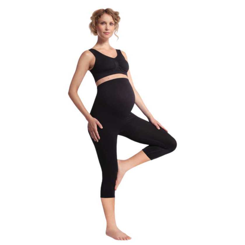 Carriwell Umstandsleggings mit Stützfunktion – 3/4-Länge – Schwarz – Umstandsmode – MamaMilla