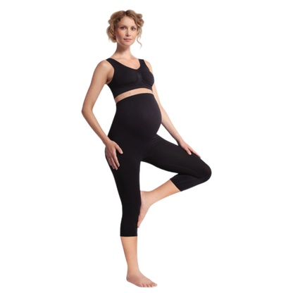 Carriwell Umstandsleggings mit Stützfunktion – 3/4-Länge – Schwarz – Umstandsmode – MamaMilla