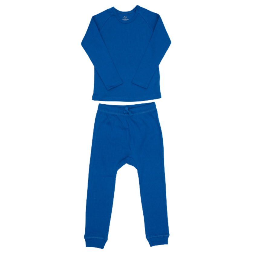 Copenhagen Colors 2-teilige Nachtwäsche aus Rippstrick – Scharfes Blau – Einteiler – MamaMilla
