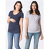 Seraphine 2er-Pack Vente- T-Shirts aus Bambus – Julianne – Marineblau/Grau – Umstandsmode – MamaMilla