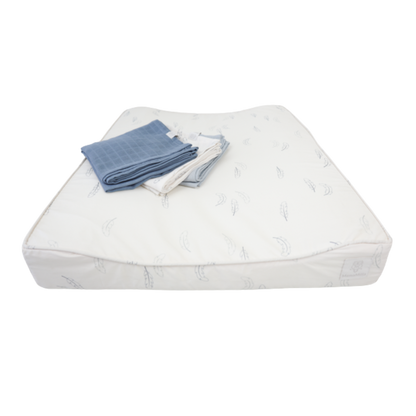 MamaMilla Wickelunterlage – Blaue Federn – Wickelunterlage – MamaMilla
