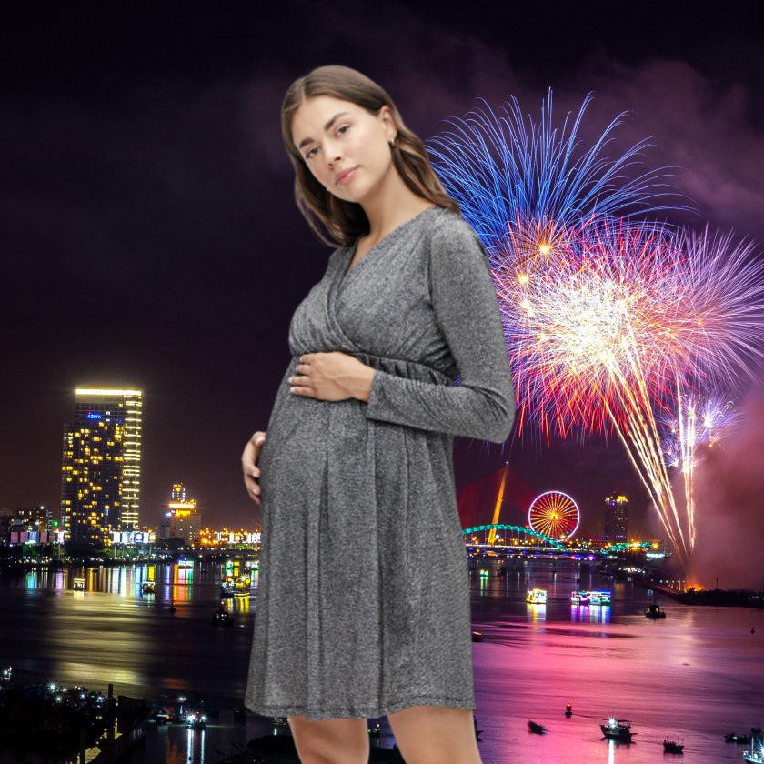 Mamalicious glitzerndes Schwangerschafts- und Stillkleid – Umstandsmode – MamaMilla