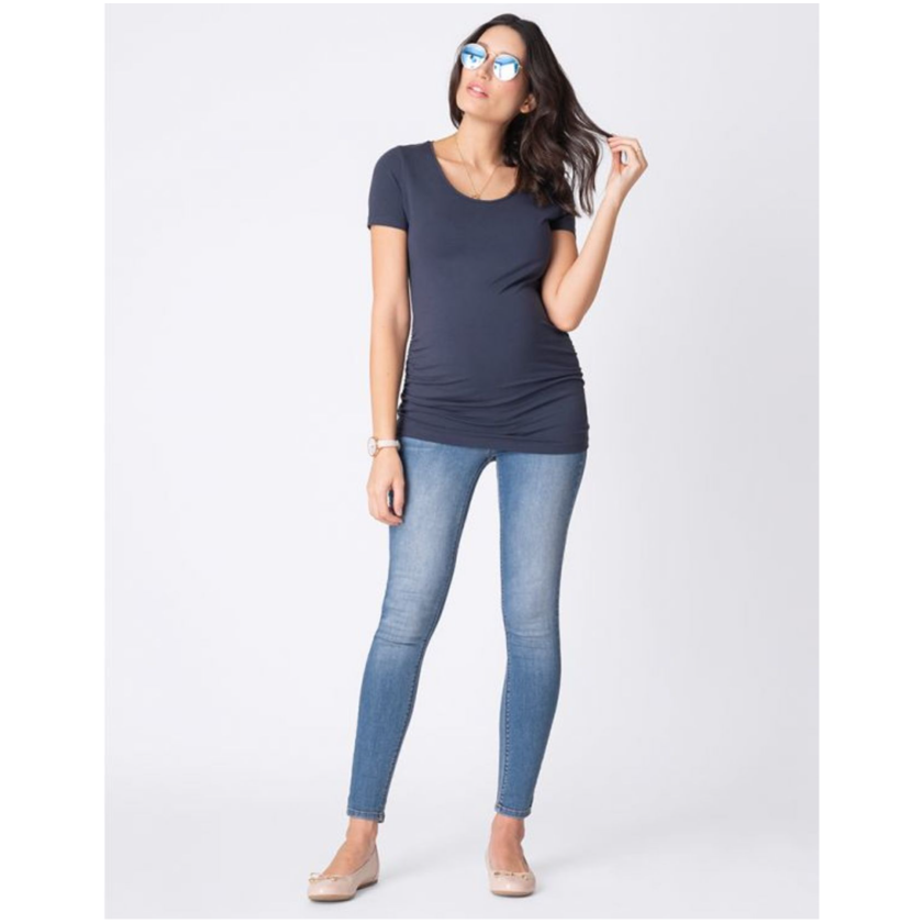 Seraphine 2er-Pack Vente- T-Shirts aus Bambus – Julianne – Marineblau/Grau – Umstandsmode – MamaMilla