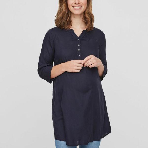 Mamalicious gewebte Tunika – Dunkelblau – Umstandsmode – MamaMilla