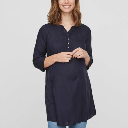 Mamalicious gewebte Tunika – Dunkelblau – Umstandsmode – MamaMilla